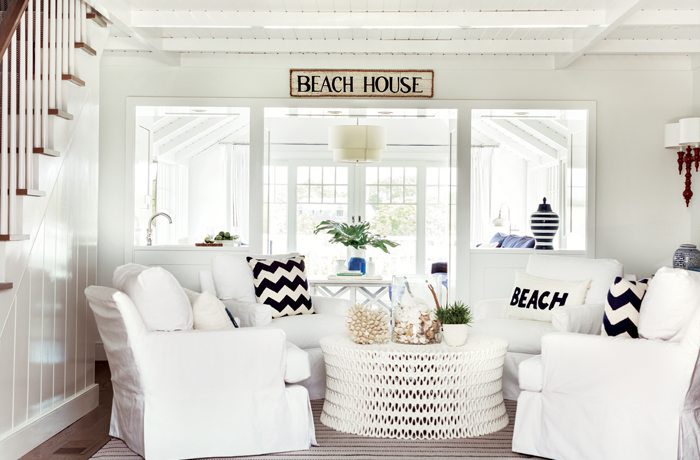 Cape Cod Cottage all-white Family Room